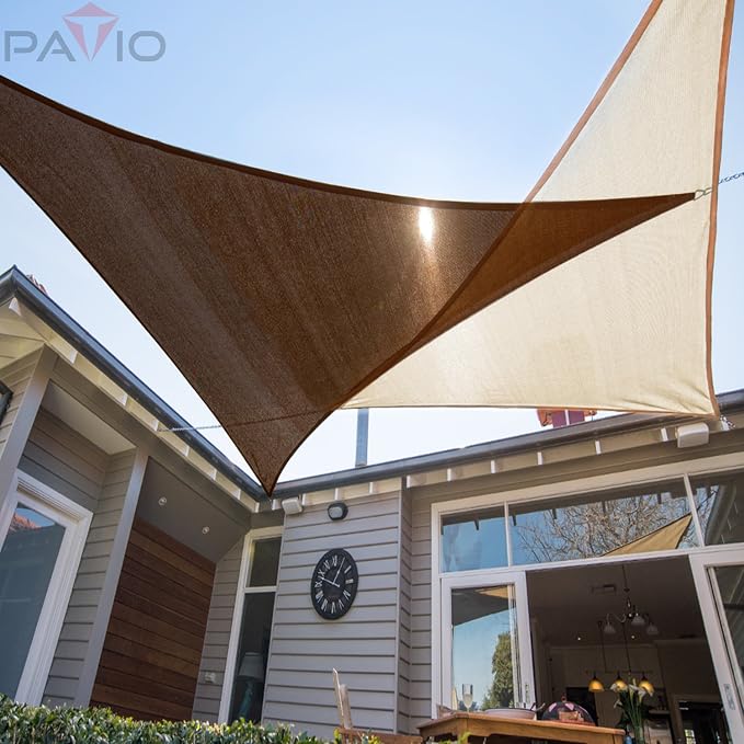 Patio Paradise 13' x 13' x 12'10" Sun Shade Sail Triangle Canopy, Permeable - Image 4