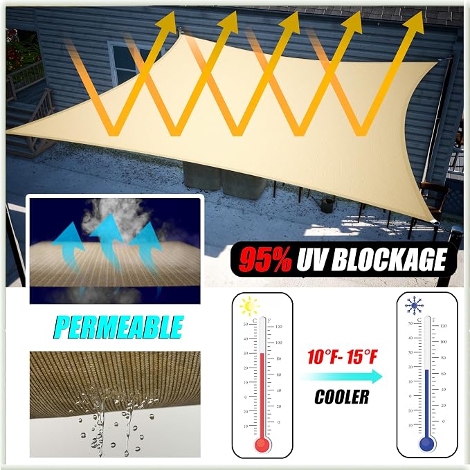 Amgo Custom Size 10' x 10' x 10' Gray Triangle Sun Shade Sail UPF50+ AGTAPT12 - Image 2