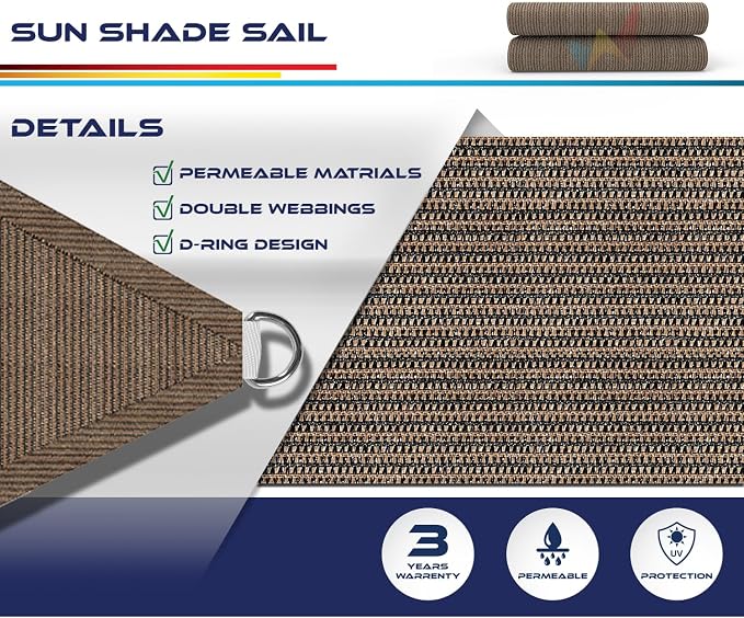 Windscreen4less 23' x 23' x 23' Sun Shade Sail Triangle Outdoor Canopy Cover UV - Image 3