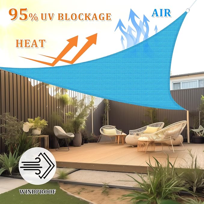 Shade&Beyond Custom Sun Shade Sail 8'x9'x12' Triangle Sun Sail Shades Patio UV - Image 2