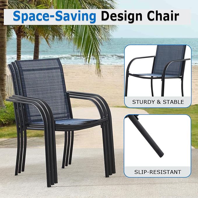 Outdoor Dining Chairs Set of 6, Stackable Patio Chairs - Image 4