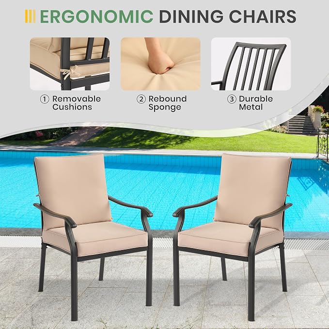 LVUYOYO Outdoor Patio Dining Chairs Set of 2, Metal Stackable Chairs Set - Image 4