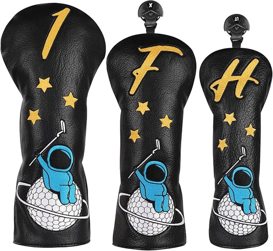 Astronaut Series Golf Headcovers, Synthetic Leather Golf Head Covers for Driver, Fairway Wood and Hybrid, Golf Putter Covers for Mallet and Blade