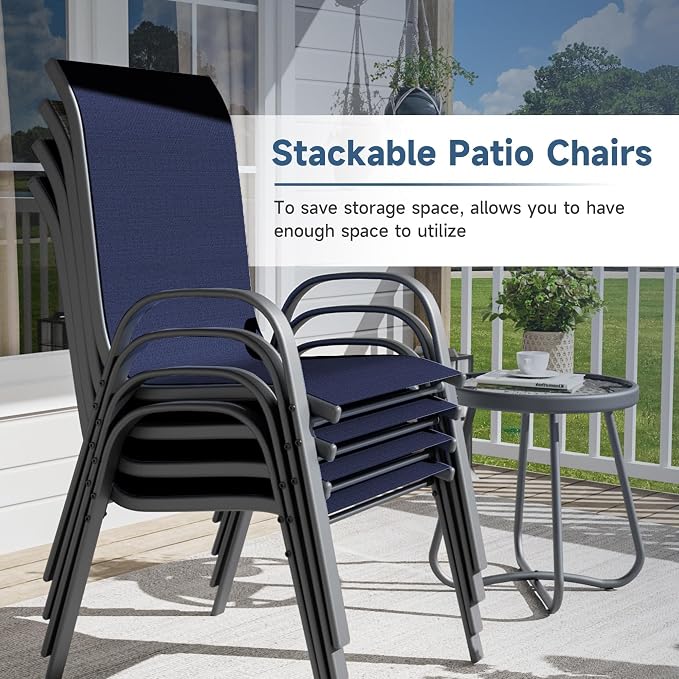 Amopatio Patio Chairs Set of 4, Outdoor Stackable Dining Chairs - Image 5