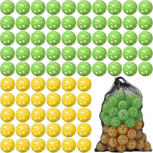 80 Pack Practice Golf Balls Limited Flight 42 mm Golf Training Airflow Hollow Plastic Ball for Women Men Indoor Outdoor Driving Range Swing Practice Home