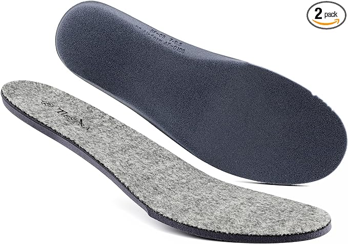 Thick Merino Wool Insoles for Men Fur Fleece Shoes Inserts Memory Foam Cushion Comfort Warm Sheepskin Insoles for Winter Snow Boots Slippers Grey 46EU,US13