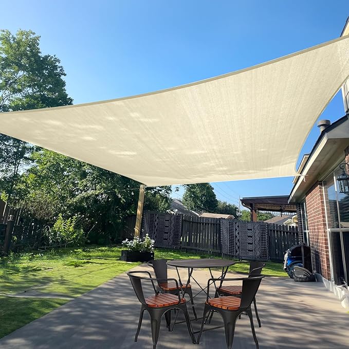 Sun Shade Sail 13'x14' Butter Cream Rectangle Custom Size | 95% UV Block by SUNLAX