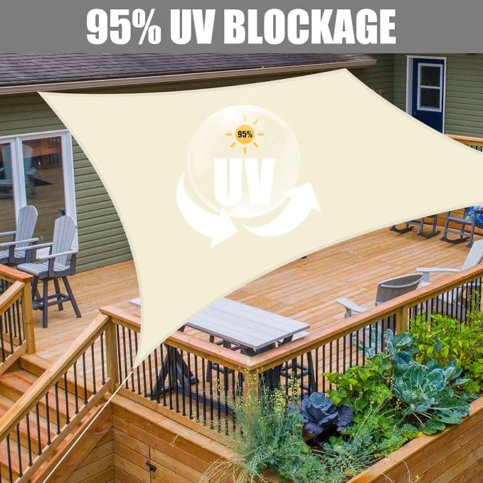 Neween Waterproof Sun Shade Sail Rectangle UV Block Canopy - Image 3