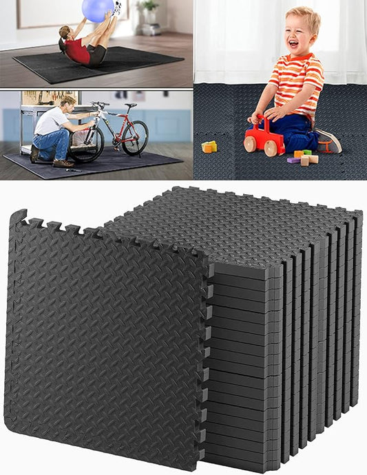 Kangler 20 pcs Gym Mats Set - EVA Foam Puzzle Floor Mats, High-Density Interlocking Foam Floor Tiles Home Workout Exercise Mats for Play-Room Garage Pool Treadmill Garage Kitchen Flooring