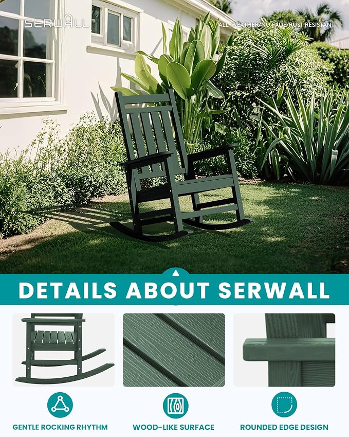 SERWALL HDPE Rocking Chair, Oversized Outdoor Rocking Chair - Image 4