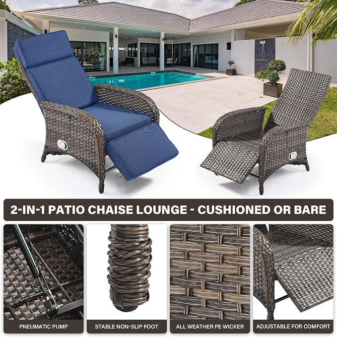Versatile Outdoor Recliner Chair Set of 3 - Image 6