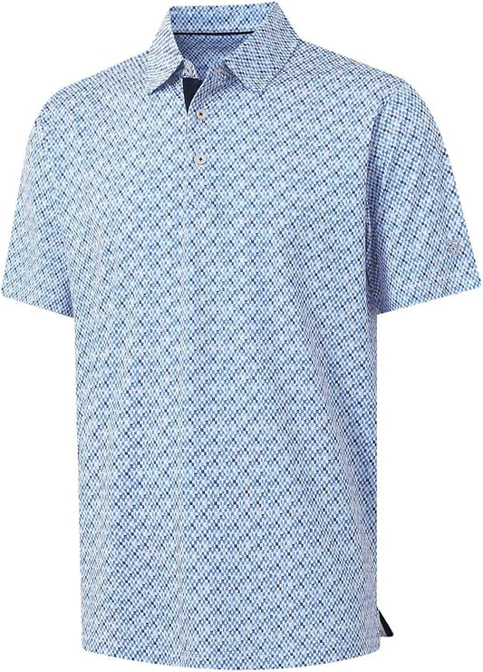 M MAELREG Mens Golf Shirt Short Sleeve Dry Fit Print Moisture Wicking Performance Patterns Collared Polo Shirt