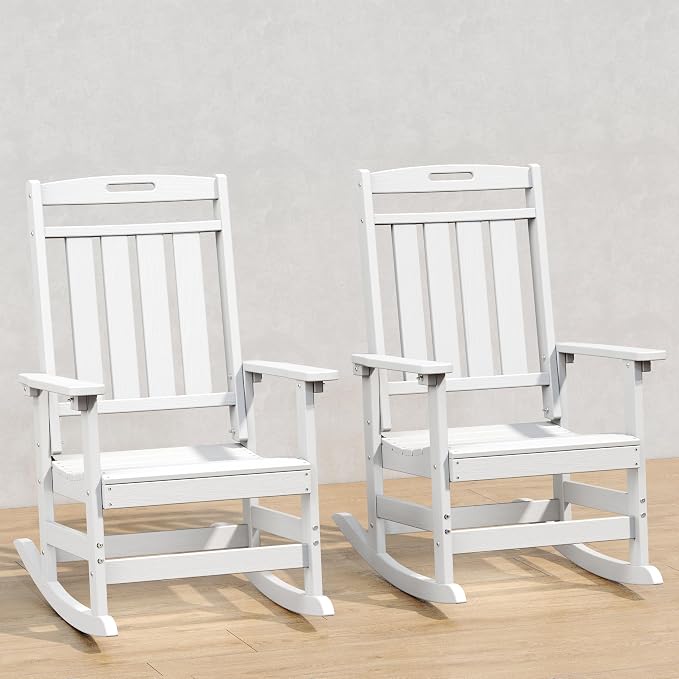 Oversized HDPE Outdoor Rocking Chair Set of 2, All-Weather, Extra Large & Extra by Plawdlik