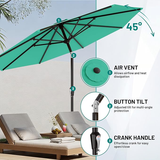 9 FT Patio Umbrella for Outdoor, Outdoor Table Umbrella - Image 5