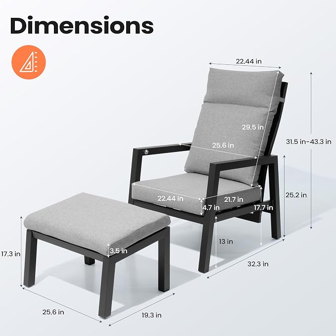 Pellebant Aluminum Outdoor Recliner Chair - Image 3