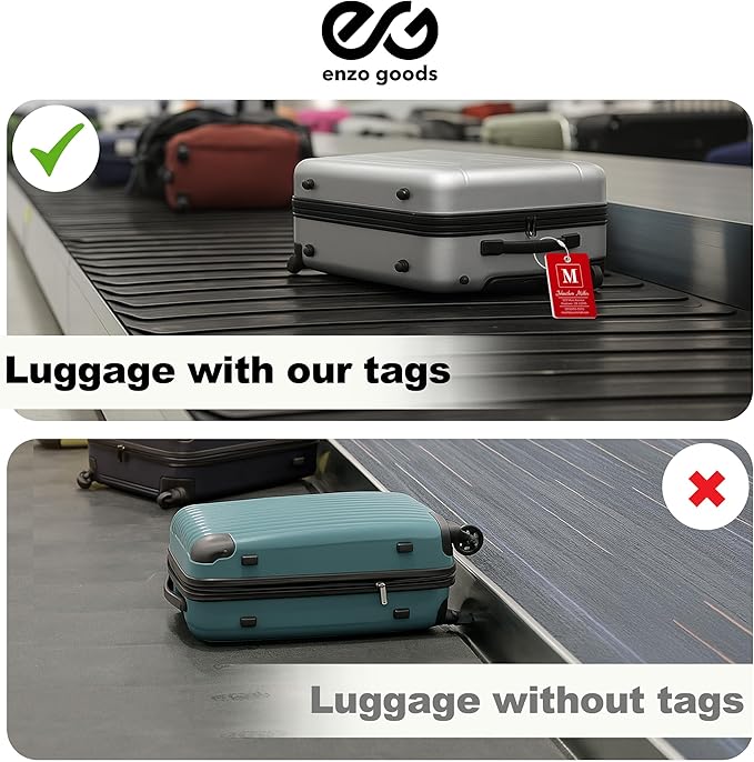 Personalized Luggage Tag | 6 Pack | Custom Luggage Tags for Suitcases | Kids Backpack Tag | 10 Color Options & Choose Font, Font Color