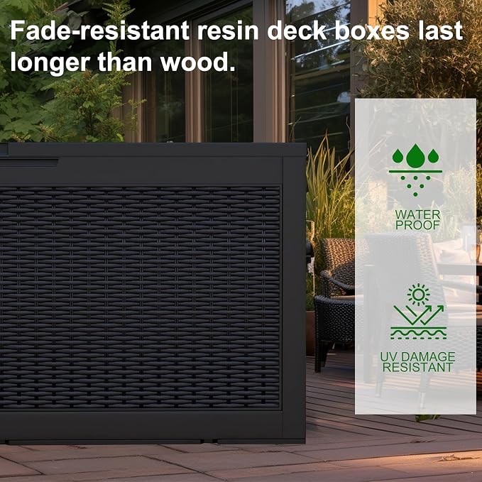 120 Gallon Outdoor Deck Box, Lockable Waterproof Outdoor Storage Boxes - Image 5