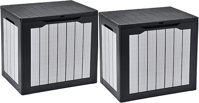 YITAHOME 30 Gallon Deck Box | 2-Pack Waterproof Resin Outdoor Storage Box by YITAHOME