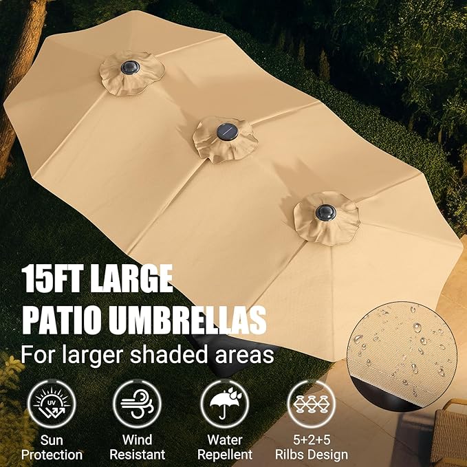 15FT Large Patio Patio Umbrella - Image 3