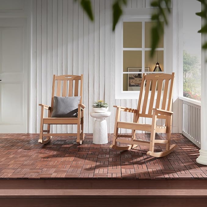 Oversized Outdoor Rocking Chair Set of 2, HDPE Porch Rocker - Image 6