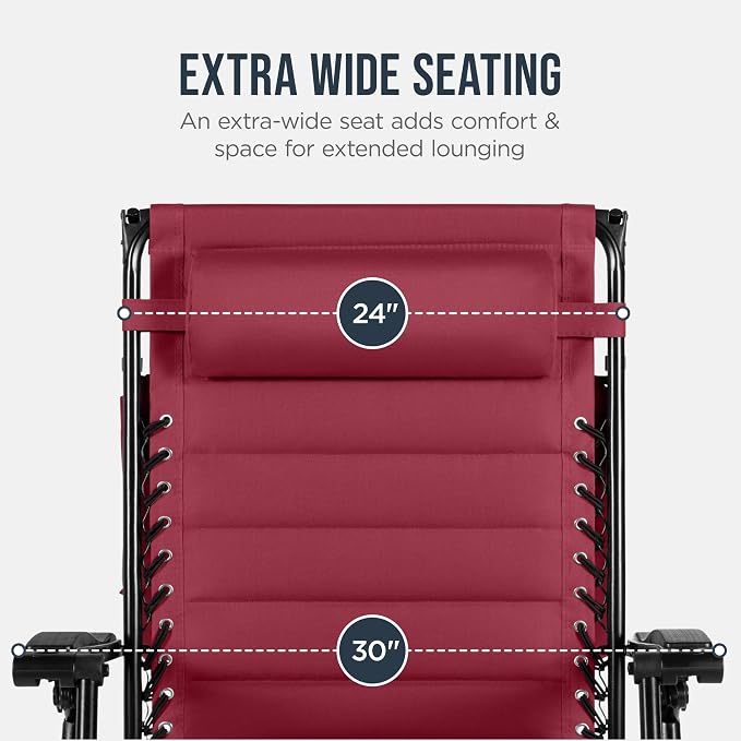 Best Choice Products Oversized Padded Zero Gravity Chair w/Canopy Headrest Cup - Image 5