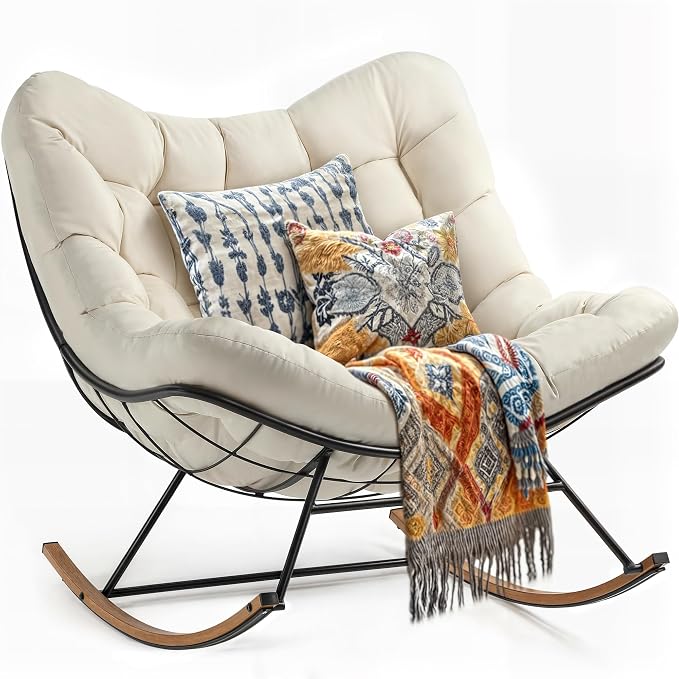 YITAHOME Oversized Rocking Papasan Chair, Wide Rocking Chair, Comfy Indoor and - Image 5