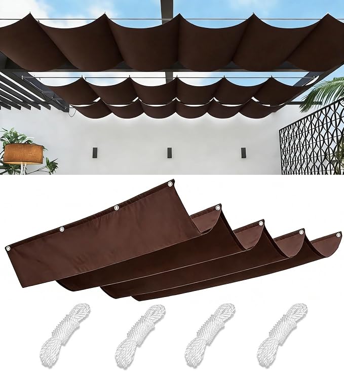 Retractable Waterproof Wave Sun Shade Canopy Pergola Cover Shade Sail Awning by WoaceSunShadeSail