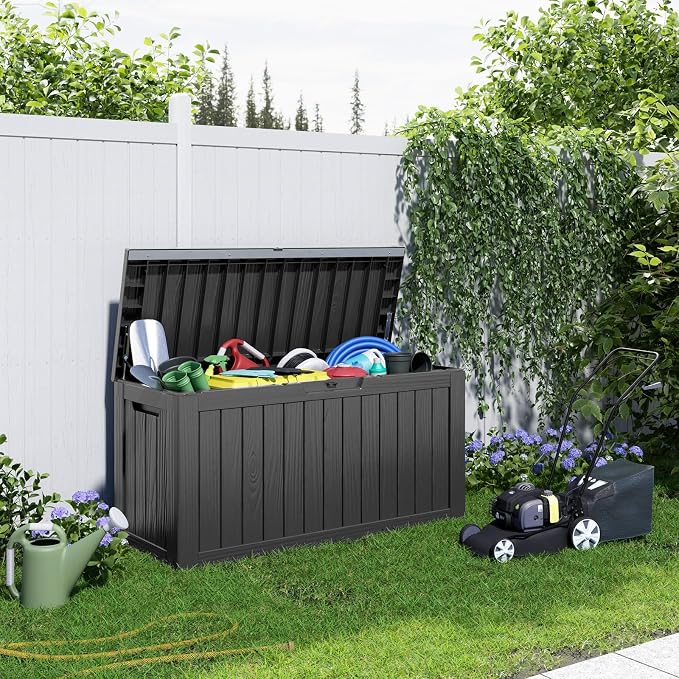 DRATO 85 Gallon Outdoor Storage Box Waterproof, Lockable Resin Deck Box | - Image 6