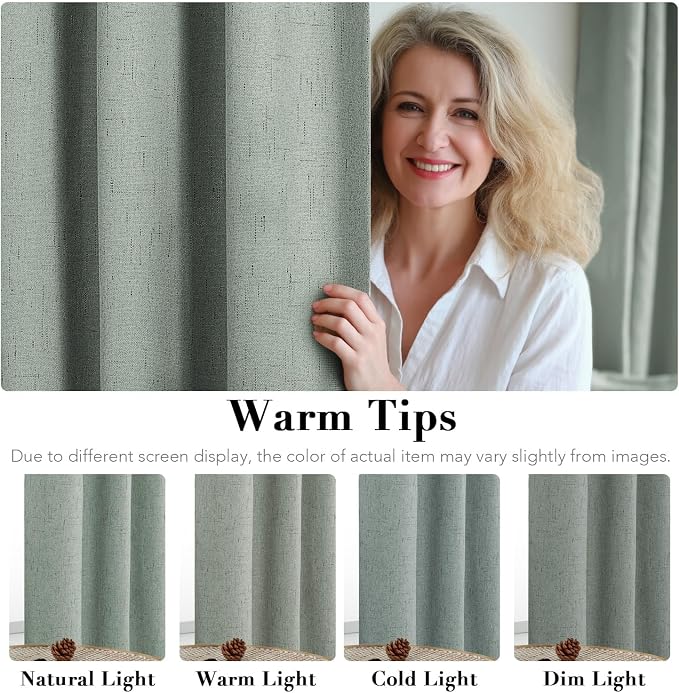 H.VERSAILTEX Linen Blackout Curtains 63 Inches Long 100% Blackout Thermal - Image 5
