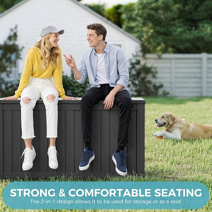 Outdoor Storage Box, 180 Gallon Large Outdoor Resin Deck Box, Storage - Image 5