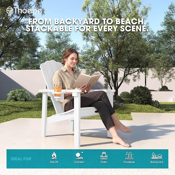 THOEOE Stackable Adirondack Chair Set of 8, Fire Pit Chairs Set of 8 | - Image 7