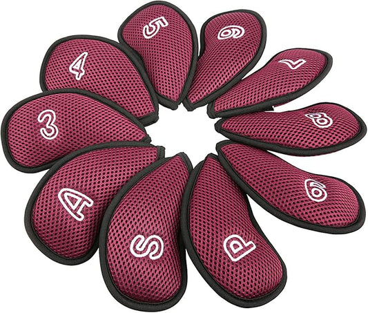 10Pcs/Pack New Meshy Golf Iron Covers Set Golf Club Head Cover Fit Most Irons