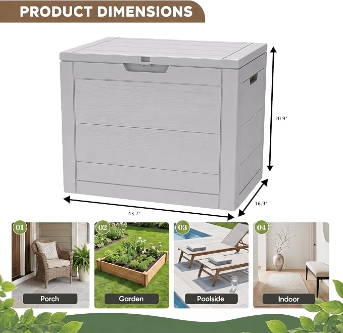 35 Gallon Outdoor Storage Box Waterproof, Deck Boxes Outdoor, Patio Cushions - Image 7