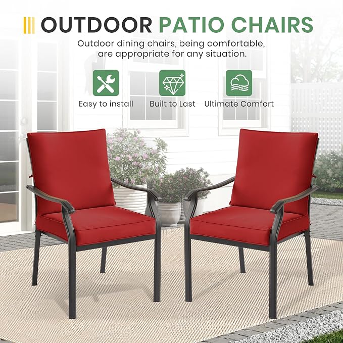 LVUYOYO Outdoor Patio Dining Chairs Set of 4, Metal Stackable Chairs Set - Image 7