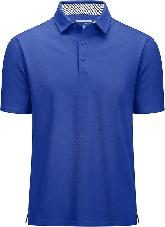 MAGCOMSEN Men's Polo Shirts Short Sleeve Cotton Pique 3 Button Classic Fit Casual T-Shirt Performance Golf Shirts