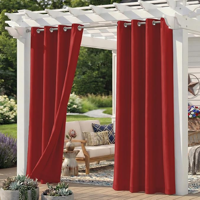 Set of 2 Outdoor Curtains for Patio Waterproof, Breathable Grommet Panels for by Sunshelf