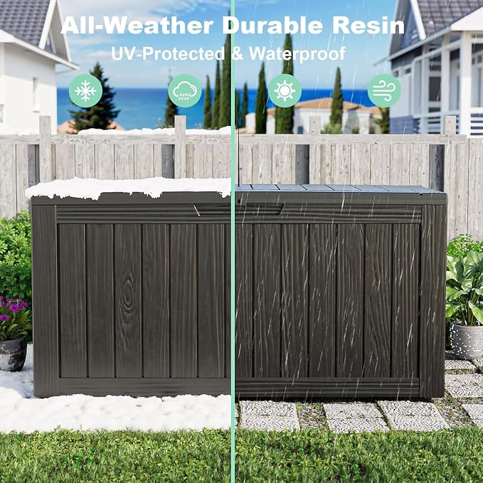 PatioZen 75 Gallon Resin Deck Box, Outdoor Lockable Storage Box - Image 5