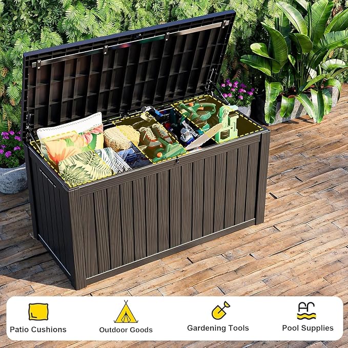 200 Gallon Waterproof Outdoor Storage Box, UV Resistant Resin Deck Box - Image 5