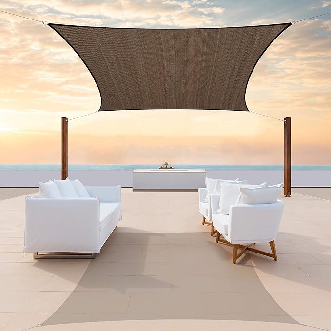 Colourtree TAPR0810 Custom Size 7' x 20' Brown Sun Shade Sail UPF50 Canopy UV by ColourTree
