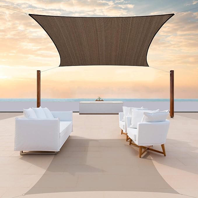 Colourtree TAPR0810 Custom Size 11' x 16' Brown Sun Shade Sail UPF50 Canopy UV by ColourTree