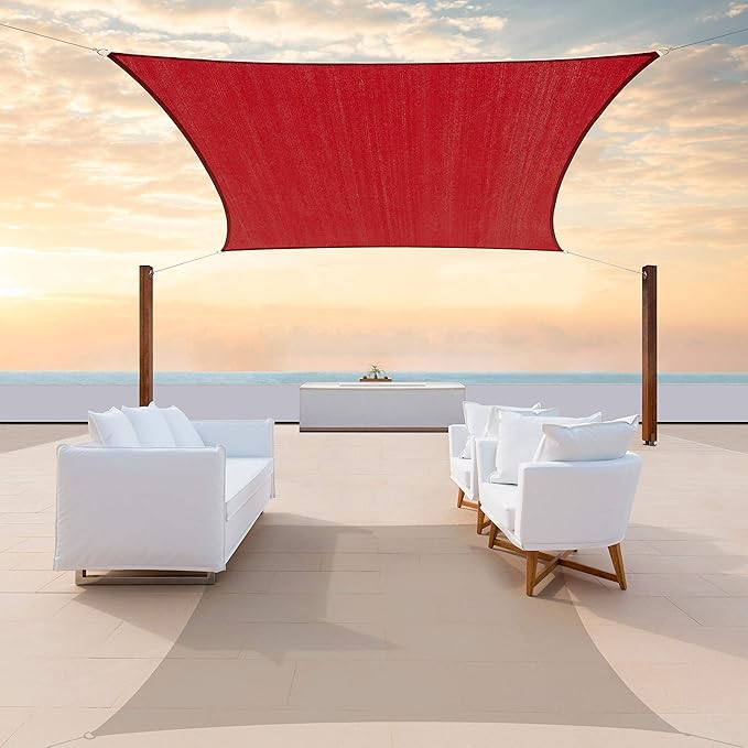 Colourtree CTAPR1220 Custom Size 13' x 16' Red Sun Shade Sail Canopy UV Block by ColourTree