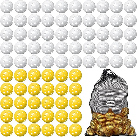 80 Pack Practice Golf Balls Limited Flight 42 mm Golf Training Airflow Hollow Plastic Ball for Women Men Indoor Outdoor Driving Range Swing Practice Home