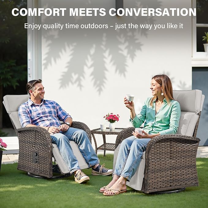 Dual-Adjust Outdoor Swivel Recliner Chair – Reclining Patio Chair - Image 7