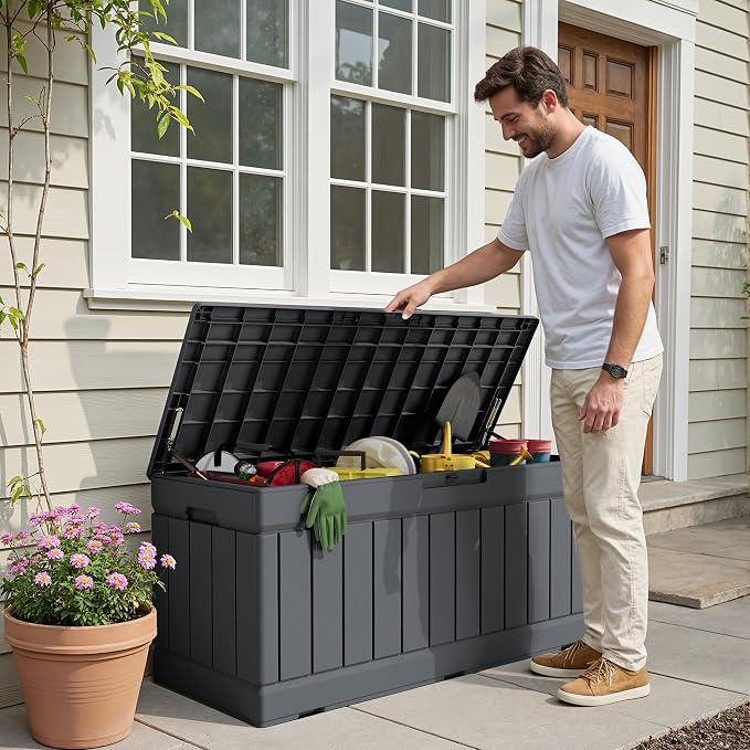 Devoko 78 Gallon Deck Box, Waterproof Resin Outdoor Storage Box | Outdoor - Image 2