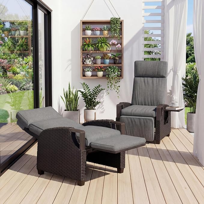 Grand patio Outdoor Recliner Air Pump 150° Lay Flat Reclining Chair by GrandPatio