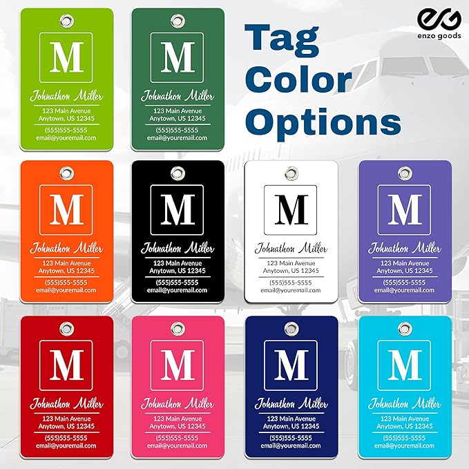 Personalized Luggage Tag | Custom Luggage Tags for Suitcases | Kids Backpack Tag | 10 Color Options & Choose Font, Font Color