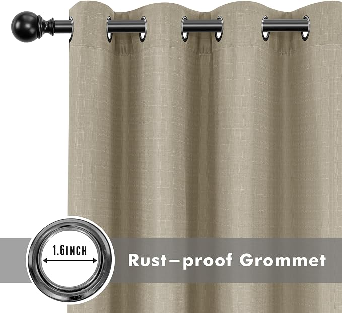 Linen Outdoor Curtains for Patio Waterproof 4 Pcs 110x95 In Taupe | Light - Image 4