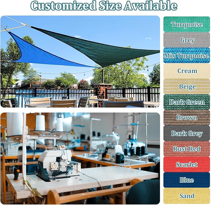 Shade&Beyond Custom Sun Shade Sail 10'x16'RectangleSun Sail Shades Patio UV - Image 2