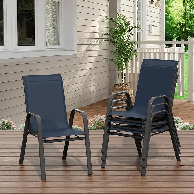 Garvee Patio Chairs Set of 4, Stackable Chairs - Image 7
