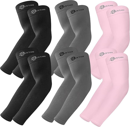 BHYTAKI UV Sun Protection Arm Sleeves, UPF 50 Sports Cooling Arm Compression Sleeves for Men Women Teenager